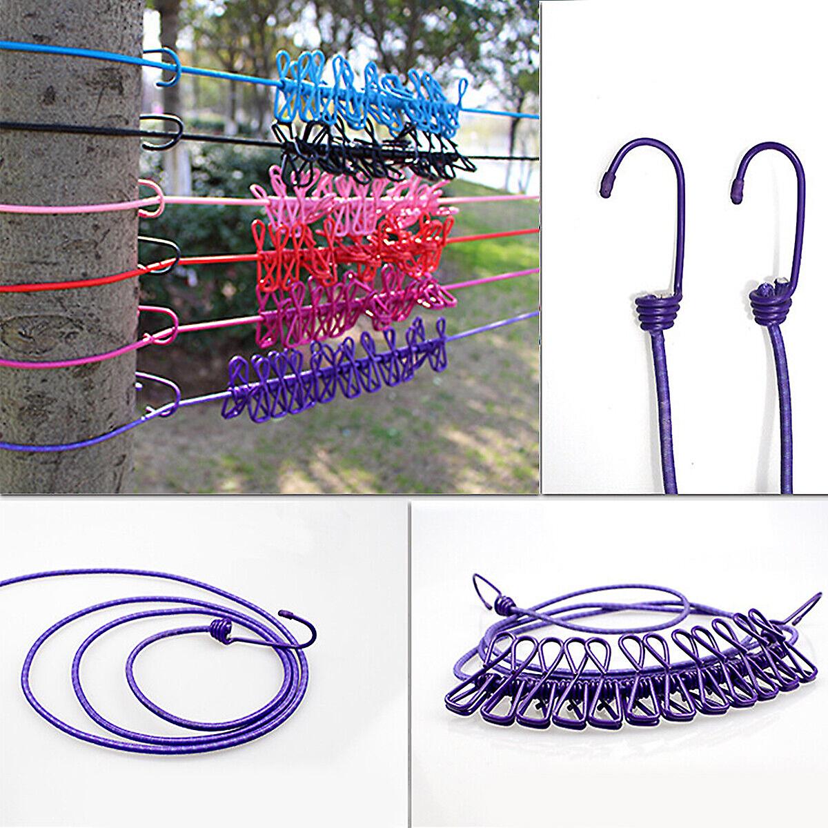 12 Clips Travel Clothes Rope