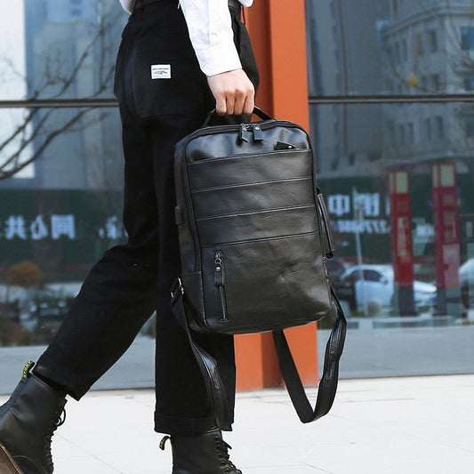 Cross-border retro backpack men's pu fashion travel bag