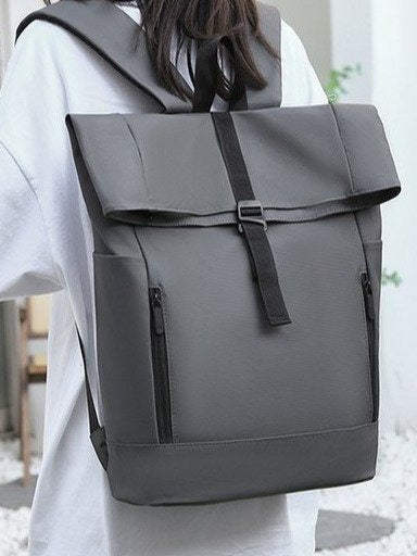 Business Commuting Roll Top Backpack Men's Leather School Bag