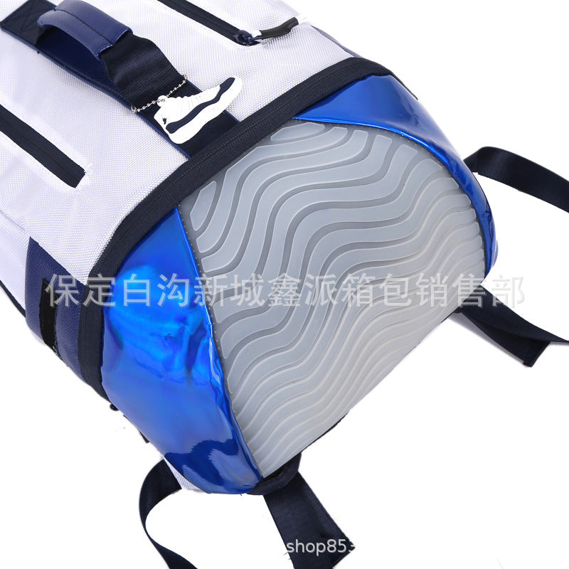 Trendy basketball double zipper backpack independent shoe compartment bag