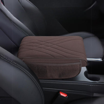 Car Armrest Cushion Pad With Transparent Pocket