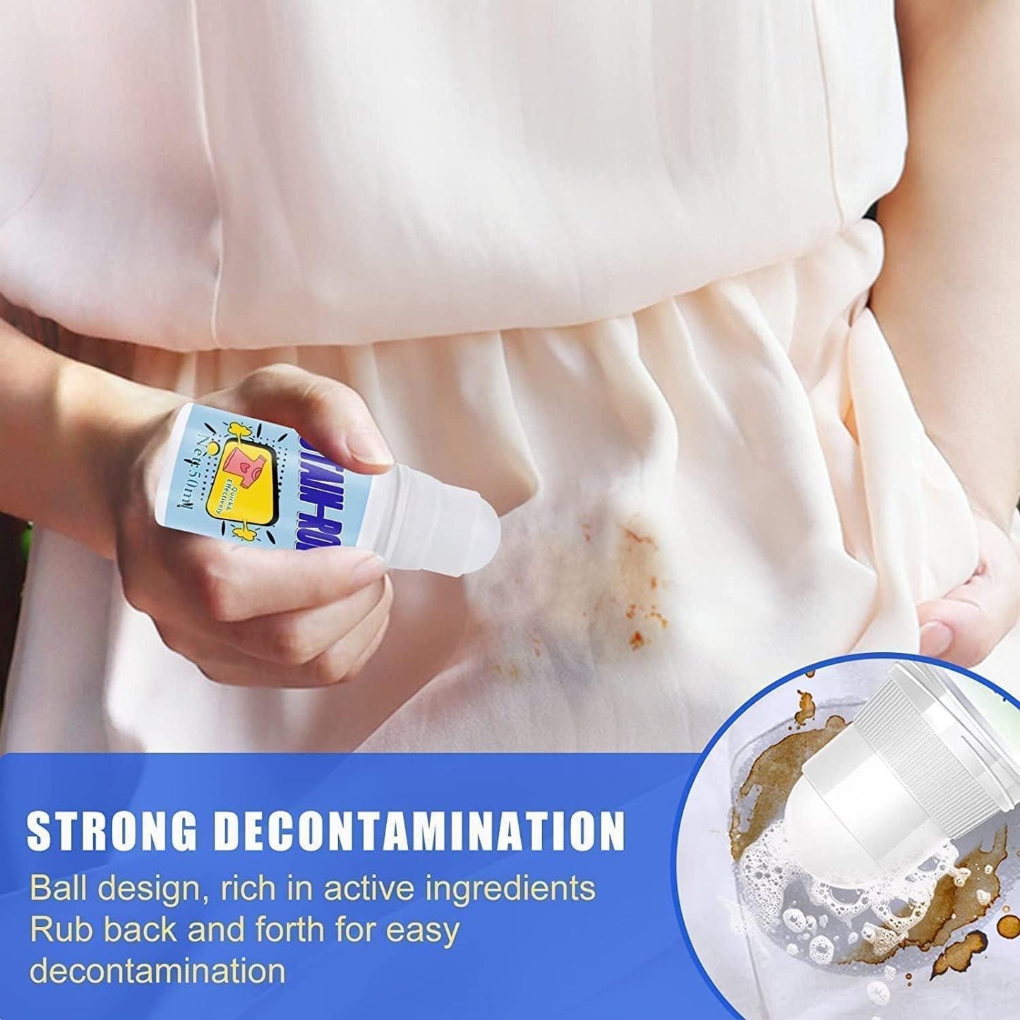 White Cotton Clothes Stain Remover Roll Bead Design